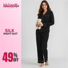 SILK NIGHT SUIT - BLACK (KO-SN-0274)