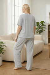 Hazel Grey Ribbon-Front Lounge Set