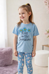 Sky blue live in the sunshine printed kids Night Suit