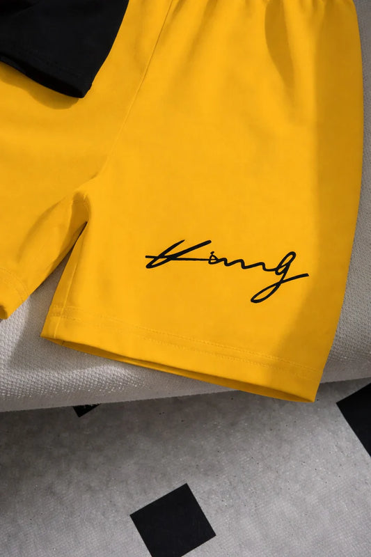 Black Kong printed t Shirt with yellow shorts printed kids suit