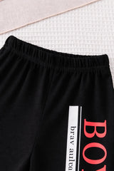 Black and red Boys brave and confident printed t shirt with printed pajama kids suit