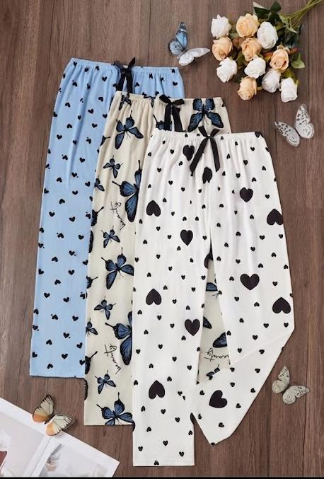Women's Butterfly & Heart Print Trousers