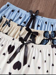 Women's Butterfly & Heart Print Trousers