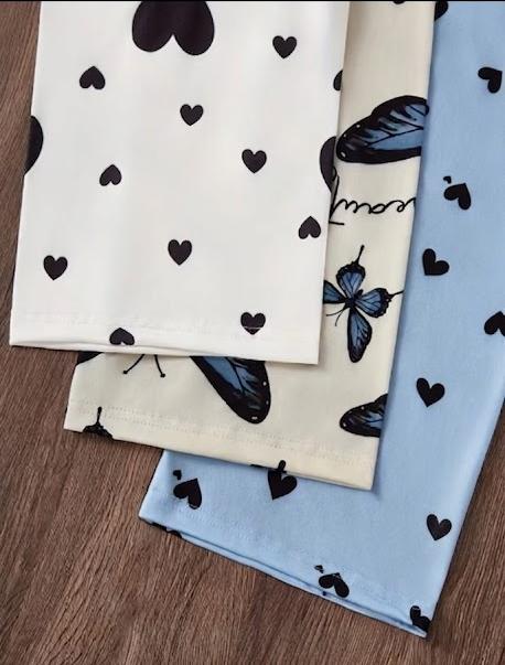 Women's Butterfly & Heart Print Trousers