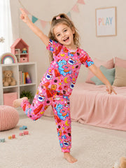 Cute Cartoon Blue Bear, Popsicle & Donut Graphic Kids Suit