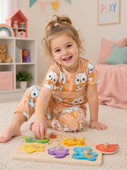 Kawaii Bear & Heart Graphic Kids Suit