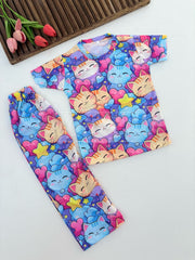 Kawaii Kitten, Heart & Star Graphic Kids Suit
