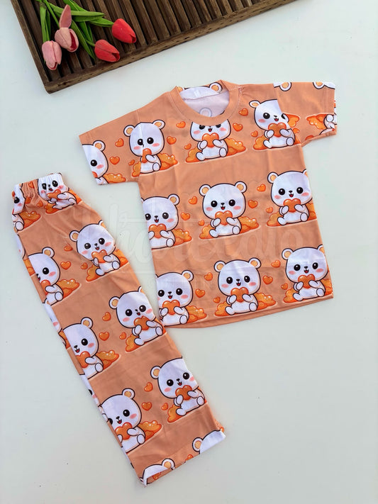 Kawaii Bear & Heart Graphic Kids Suit