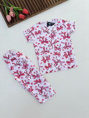Off white all Over Bows Printed Half Sleeves Kids Suit