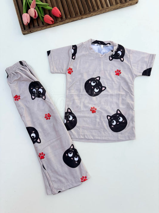 Cute Cartoon Kitten Graphic Kids Suit