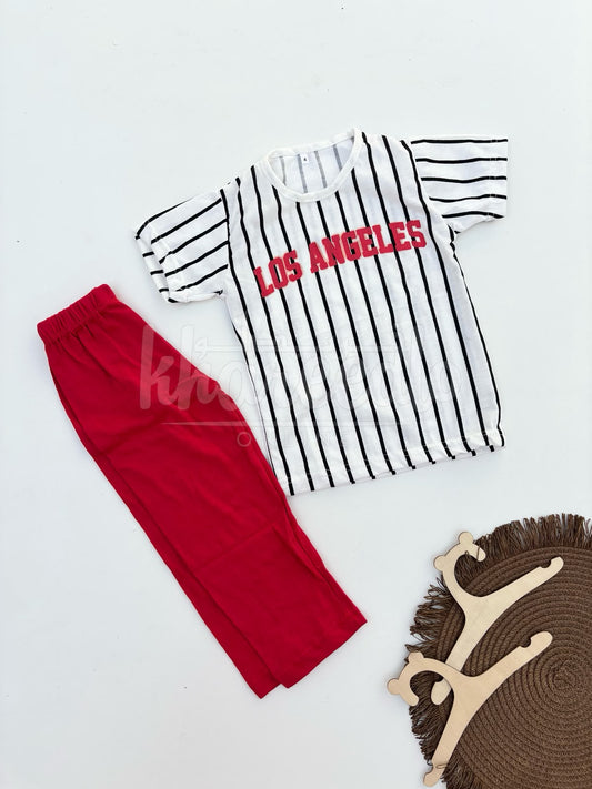 White Los Angeles Printed Kids Suit