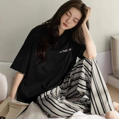 Black No Problem Mini Print Half Sleeves With Lining Printed Trouser