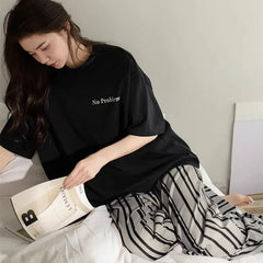 Black No Problem Mini Print Half Sleeves With Lining Printed Trouser
