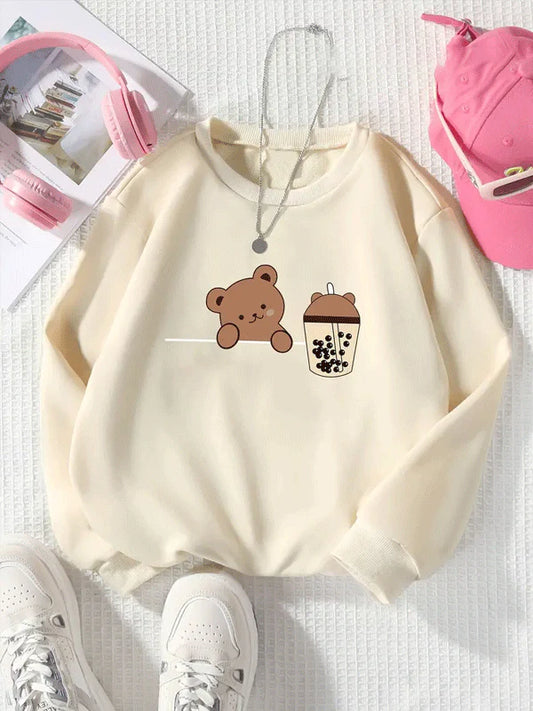 Bear Coffee Sweatshirt - Cream