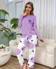 Lilac Graps Printed Night Suit