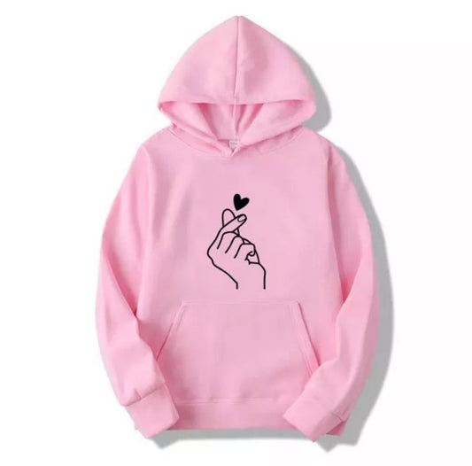 PINK HAND HEART HOODIE