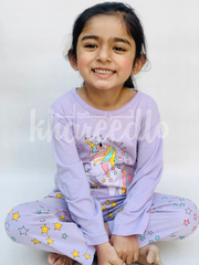 Purple Unicorn Printed Kids Night Suit (KO-605)