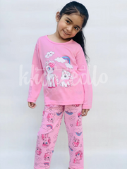 Pink Unicorn Rainbow Printed Kids Night Suit (KO-604)