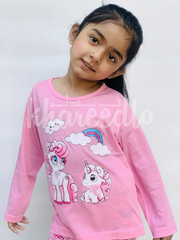 Pink Unicorn Rainbow Printed Kids Night Suit (KO-604)