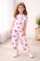 Off white all Over Bows Printed Half Sleeves Kids Suit