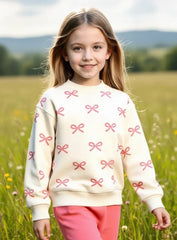 Off white Pink Bows Kids Track Suit