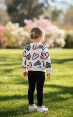 White With Pink And Black Hearts Printed Kids Track Suit